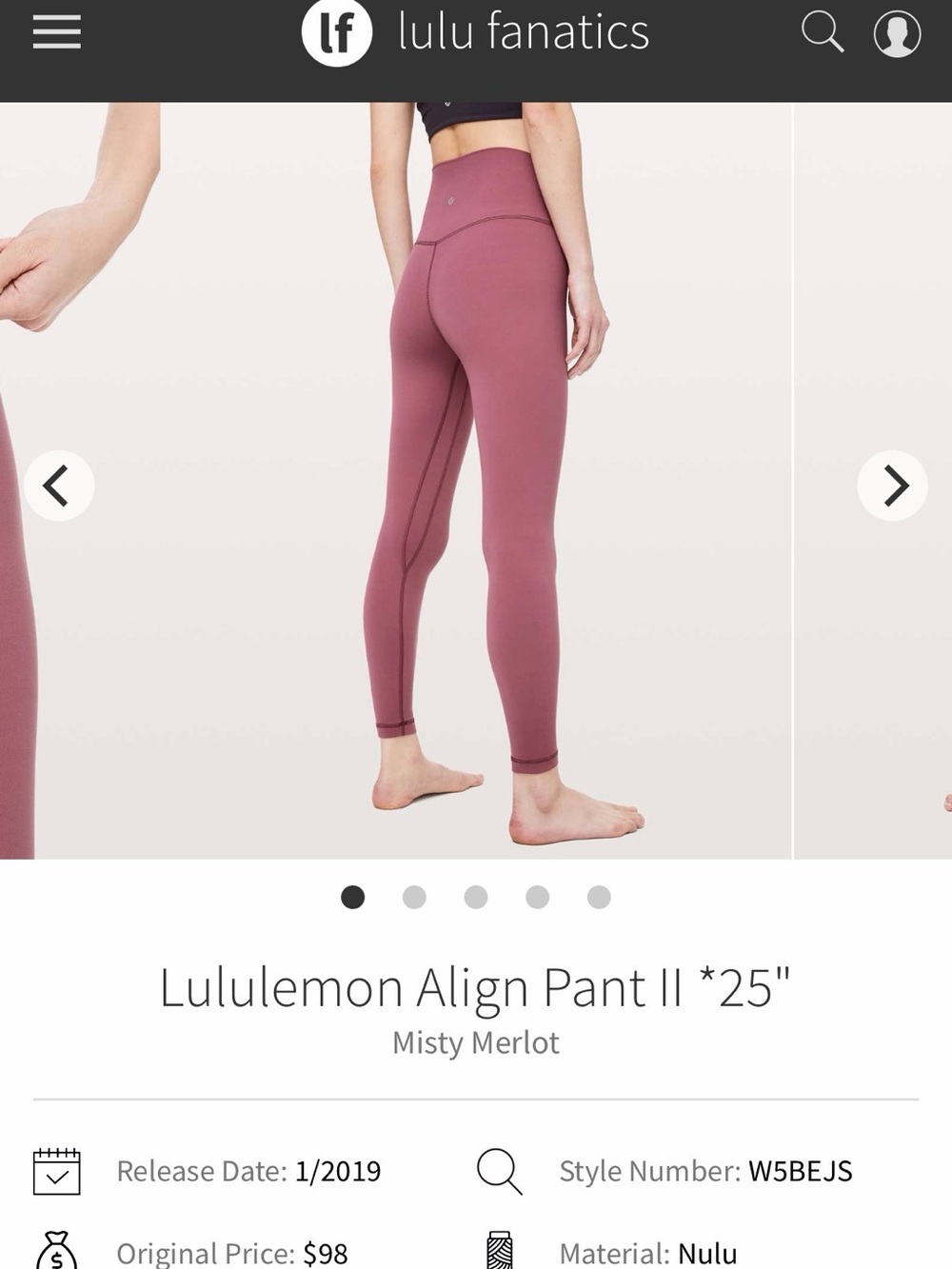 lululemon athletica Align Pant II 25" in Misty Merlot (Dusky Rose)